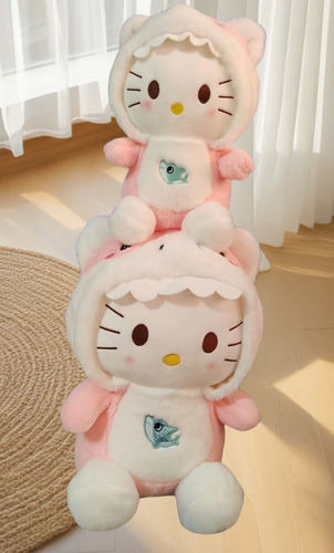 Tiburón Peluche Kitty 35cm Transformable Con Llavero Gratis Rosa