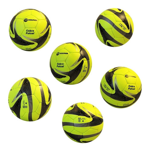 Pelota X 6 Unid. Fútbol No. 4 Profesional Futsal Tipo Nassau Color Amarillo