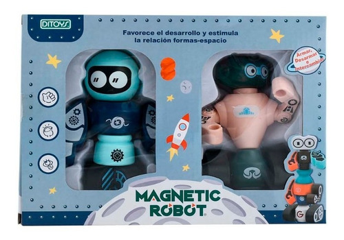 Juego Didactico Robot Magnetico Pack X 2 Para Crear Ditoys