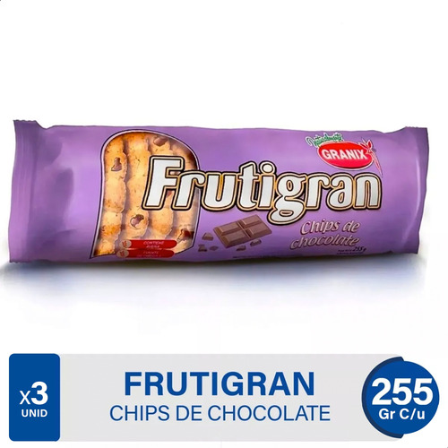 Galletitas Frutigran Chips De Chocolate Granix X3 Paquetes