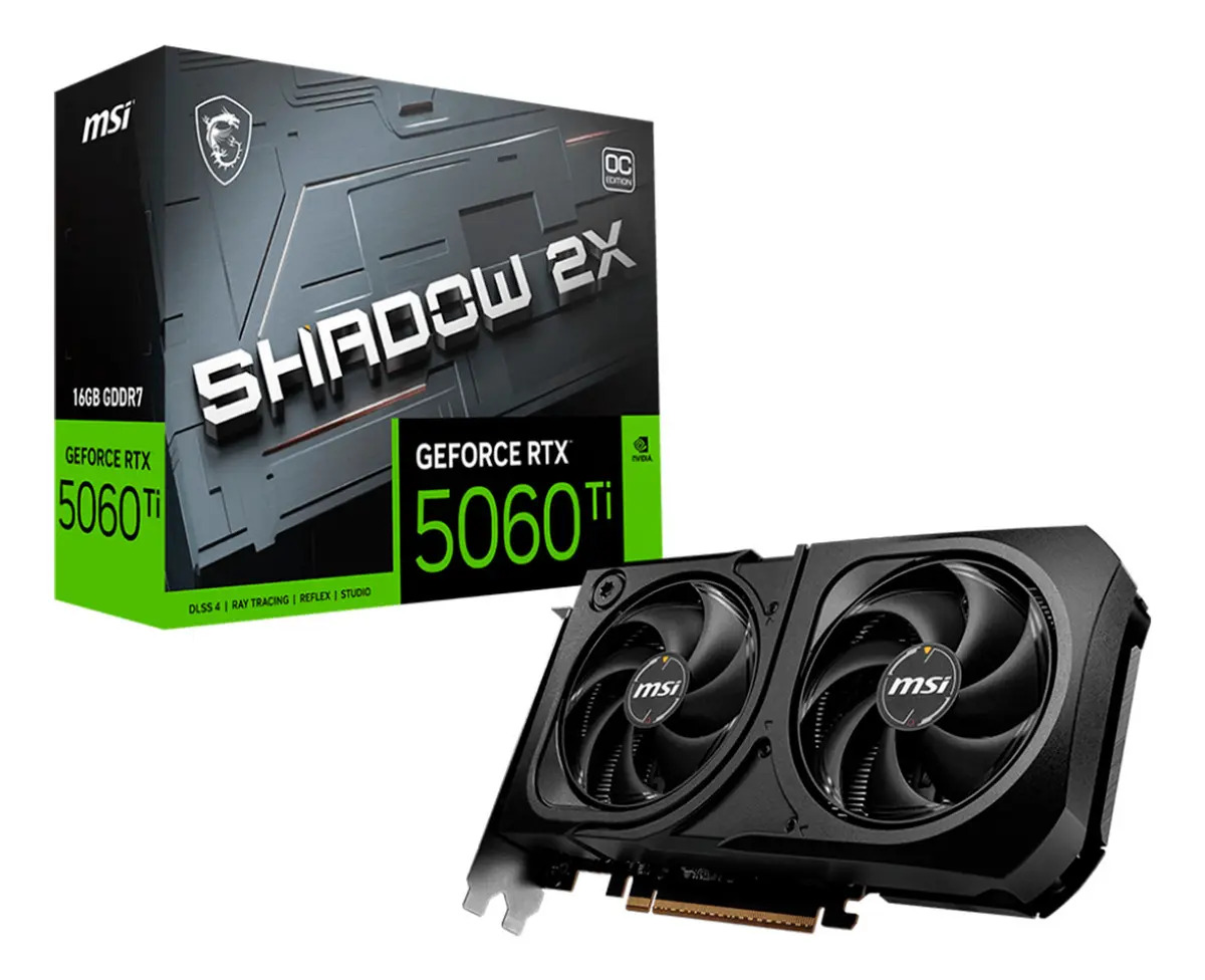 Tarjeta De Video Msi Nvidia Geforce Rtx 5060 Ti 16g Shadow 2x Oc Plus Gddr7 2 Fan Dlss 4 Pci Express 5.0 Ia