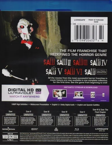 Saw Juego Del Miedo Boxset Coleccion 7 Peliculas Blu-ray