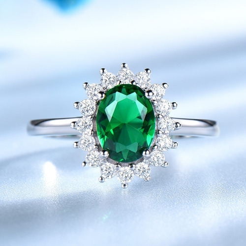 Aro Anillo De Compromiso Plata 925 Gema De Esmeralda Sp1eo4s