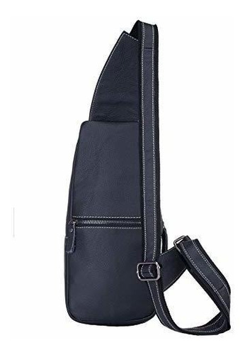 Imagen 4 de 7 de Cuero Genuino Mens Pecho Bolsa Casual Crossbody Bolso Hombr