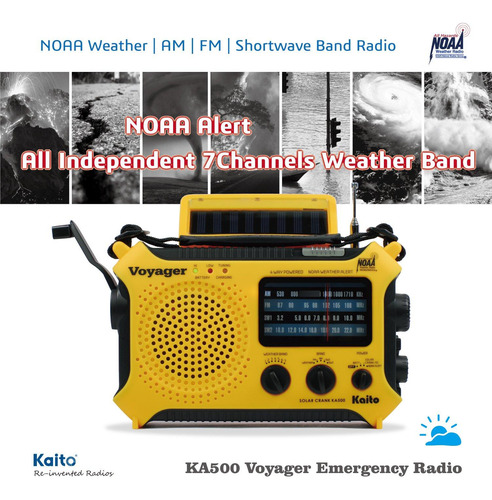Radio De Alerta Kaito Ka500 Emergencia Am Fm Sw 5 Funciones Color
