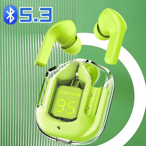 Fone De Ouvido Sem Fio Bluetooth 5.3 Transparente Com Led