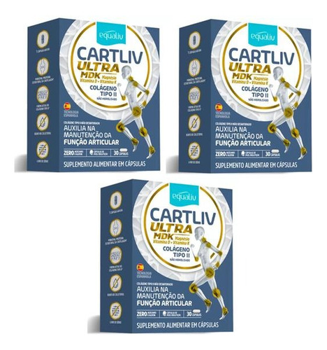 Kit 3x Cartliv Ultra Mdk Colágeno Tipo 2 C/60 Total 180 Caps
