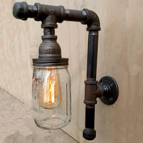 Lámpara De Pared Industrial Vintage Caño Galvanizado Ilp-28