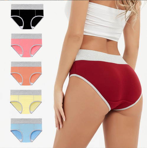 5pzs Calzones De Mujer Algodon Suave Bragas Boxers