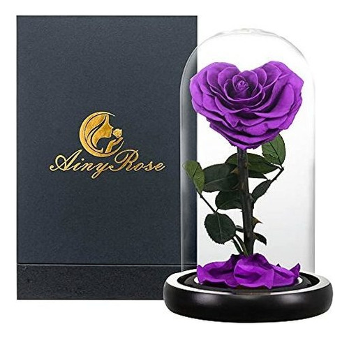 Love Heart Shape Preserved Rose-infinity Rose In Glass 