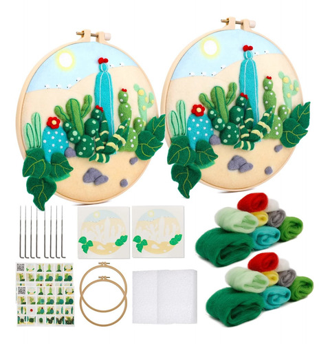 Kit Fieltro Aguja Para Principiante Pintura Lana Tapete Paño