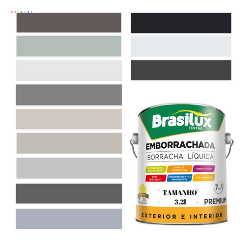 Tinta Emborrachada Cinza 3.2l Borracha Líquida Brasilux