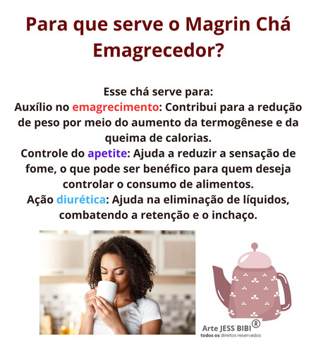 3x Magrin Seca Barriga Chá Emagrecedor Perde Peso Sid Olivei