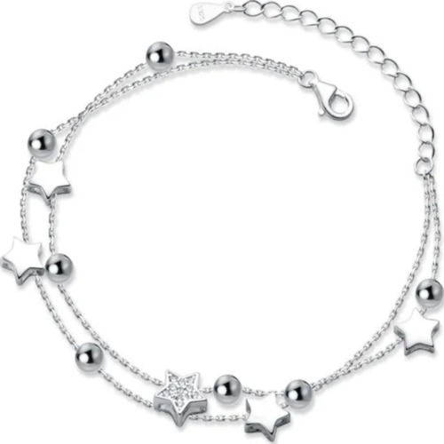 Pulsera De Plata 925 Estrellas Dama Mujer Circon Regalo