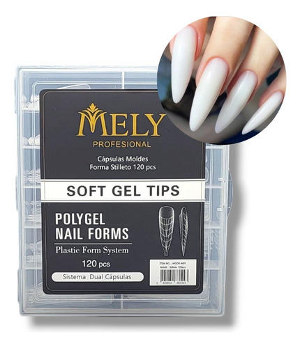 Moldes Capsulas Uñas Stiletto Para Polygel Gel Mely