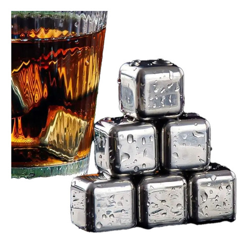 Set X6 Cubos De Hielo Reutilizable En Acero Inoxidable