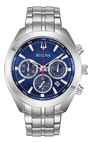 Bulova 96b285 Reloj Cronógrafo De Cuarzo Con Esfera Azul T