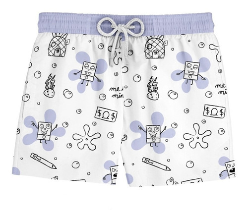 Short Masculino Praia Bob Esponja Rabiscos Art Ref0309