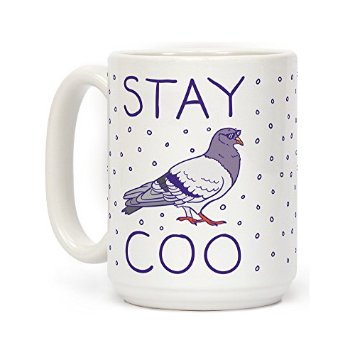 Taza Cermica Pigeon Stay Coo Blanca De 15 Onzas