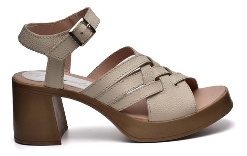 Sandalias Dama Plataforma Mujer Cuero Taco Separado Greta