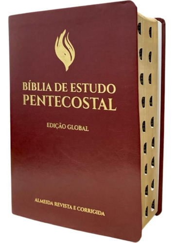 Bíblia De Estudo Pentecostal Edição Global Letras Grandes Com Palavras De Jesus Em Vermelho Capa Luxo Vinho Com Índice Lateral