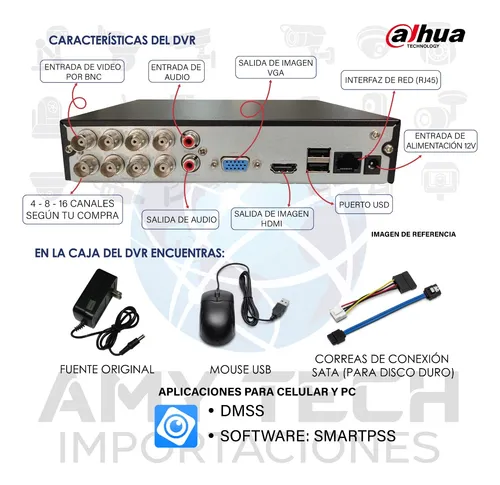 Cctv Kit Dahua Xvr 8ch + 6 Camaras 1080p Full Hd + D 500gb