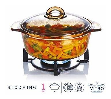 Olla De Coccion De Vidrio Resistente Al Calor Con Floracio