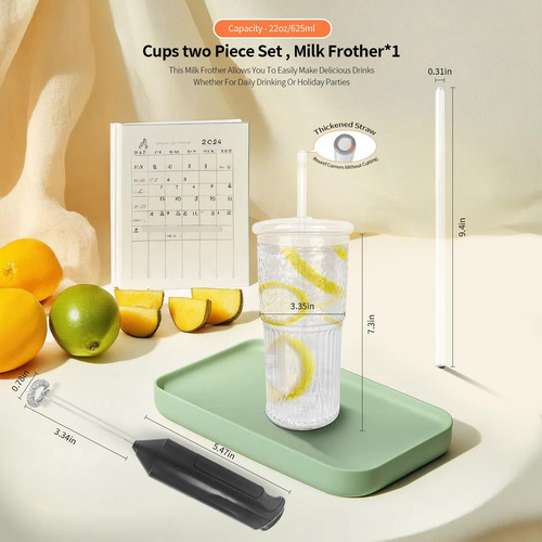 Paquete De 2 Tazas De Café Helado De 650ml De Vidrio Claro Nombre Del Diseño