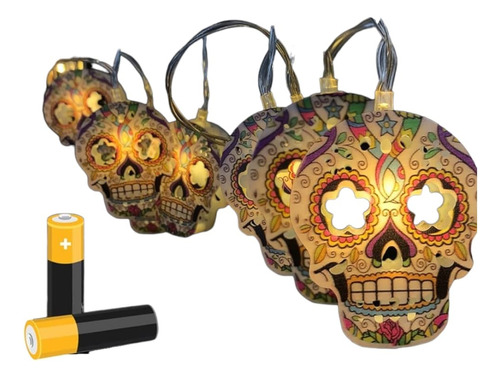 Luces De Catrina De Halloween, 10 Luces Led 2 Metros