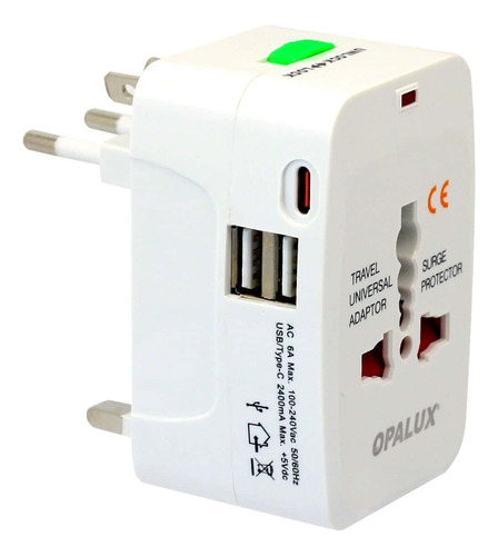 Adaptador Enchufe Múltiple 2 Entradas Usb + 1 Tipo C Op-931e
