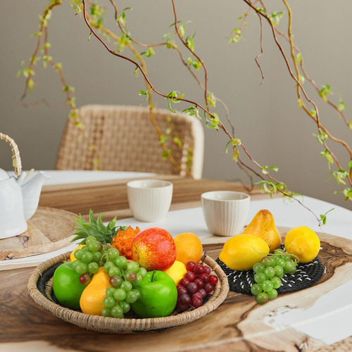 11 Platos Boho Deco De Pared Mimbre Tejido A Mano - Fresh
