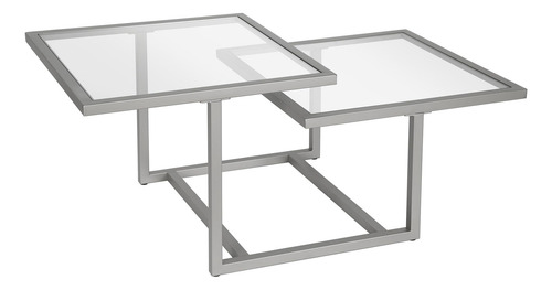 Homeroots 43 Silver Glass Square Coffee Table With Two