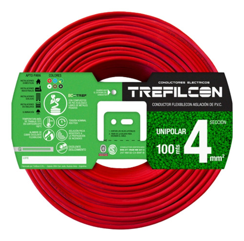 Cable Unipolar 4mm X 100 Metros Trefilcon Normalizado