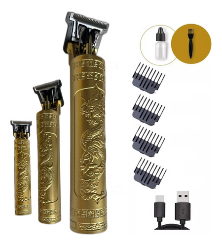 Máquina De Cortar Cabelo Fazer Barba Acabamento Dragão Dourado