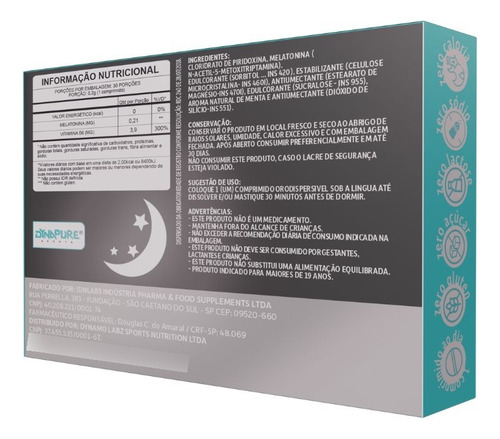 Melatonina Com Vitamina B6 30 Comp Sublinguais Dynapure
