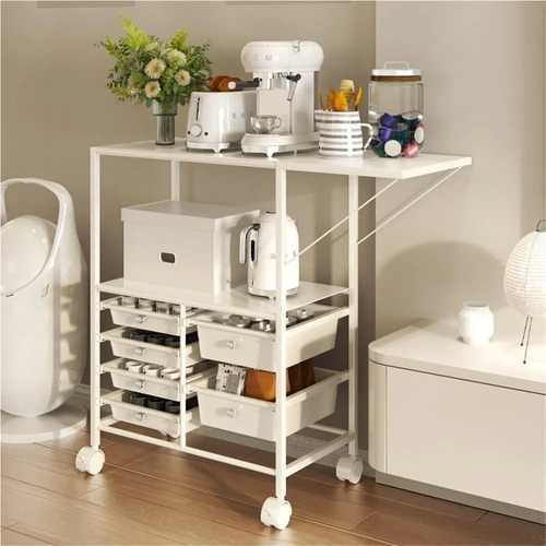 Carrito Organizador Metalico 3 Niveles Con Ruedas Blanco Blanco