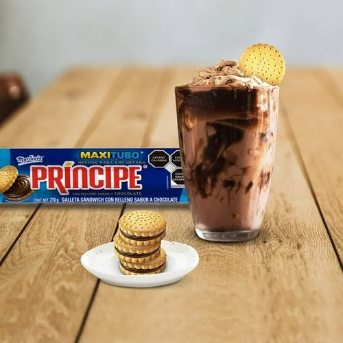 7 Pzas Galletas Príncipe Maxitubo Con Relleno Sabor Chocolat