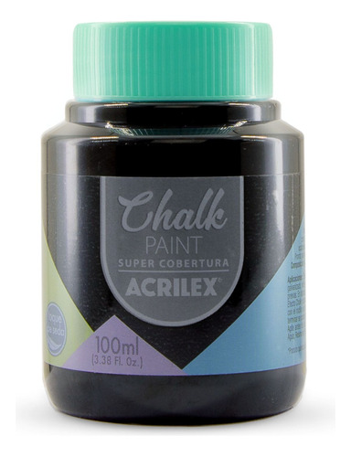 Tinta Chalk Acrilex 100ml - Super Cobertura - Artesanato Cor Preto 520