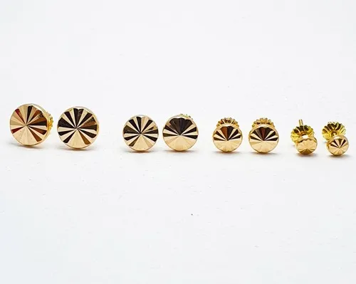Aros Facetados Oro 18 Kts C146 2 Unidades Unisex