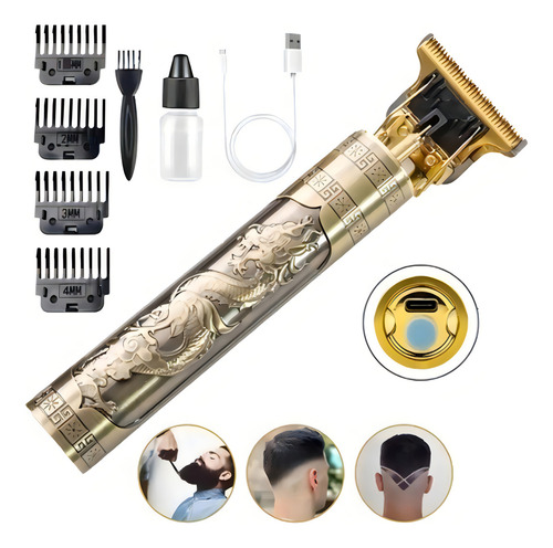 Máquina Cortar Cabelo Barba Recarregável Profissional Acabamento Sem Fio Detalhe