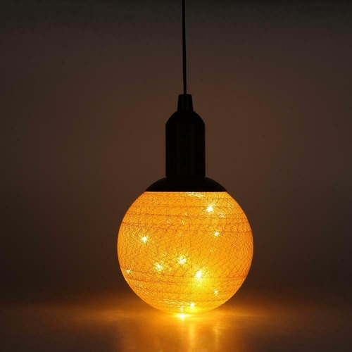 Lampara Led Colgante Hilo Redonda 10 Cm Diametro Estructura Naranja
