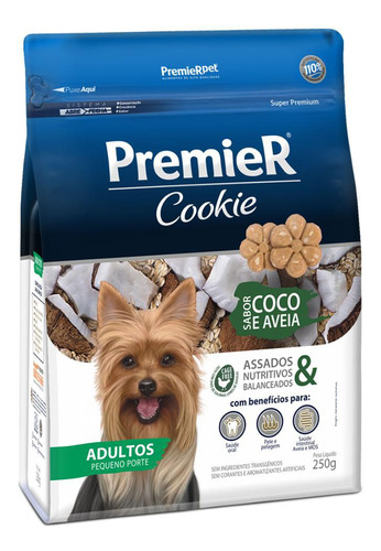 Biscoito Premier Cookie Cães Adultos Coco & Aveia 250g