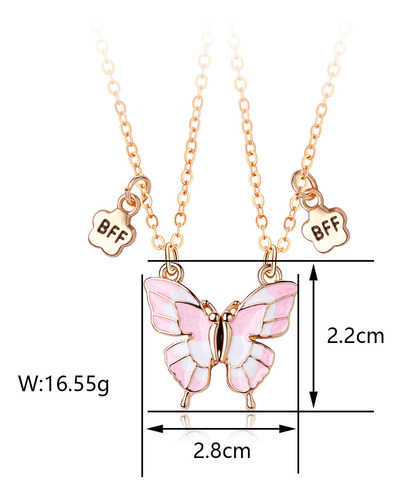 Para J 2 Pçs/set Ímã Borboleta Colar Bff Bons Amigos Colar /