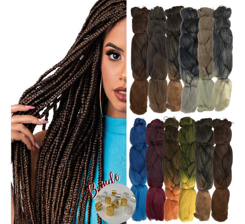 Jumbo Para Tranças Box Braids Cores Ombré Hair Ser Mulher Cor T1B/27 Preto/Mel