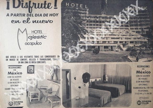 Cartel Retro Hotel Majestic Acapulco 1960s /hoteles