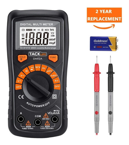 Tacklife Dm02a Multimetro Digital Avanzado De Voltio Ohm