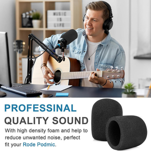 Pára-brisas Para Rode Podmic, Pacote Com 2 Microfones Pop Fi