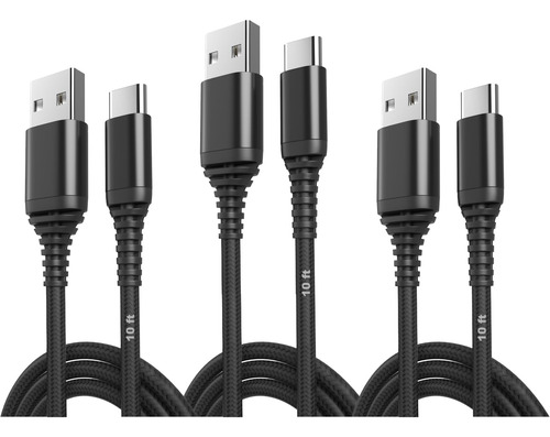 Teksonic Paquete De 3 Cables Usb Tipo C A Usb A De 10 Pies 