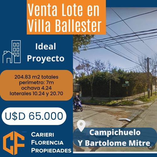 Venta Lote En Villa Ballester . Gral San Martin