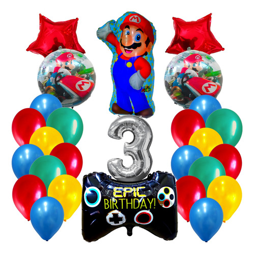 Combo Kit Globos Deco Fiesta Mario Bros 2